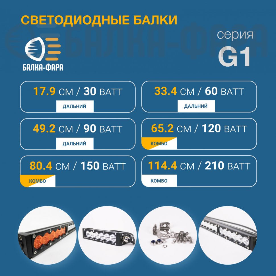 Балка дальнего света, 60 Ватт, серия G1