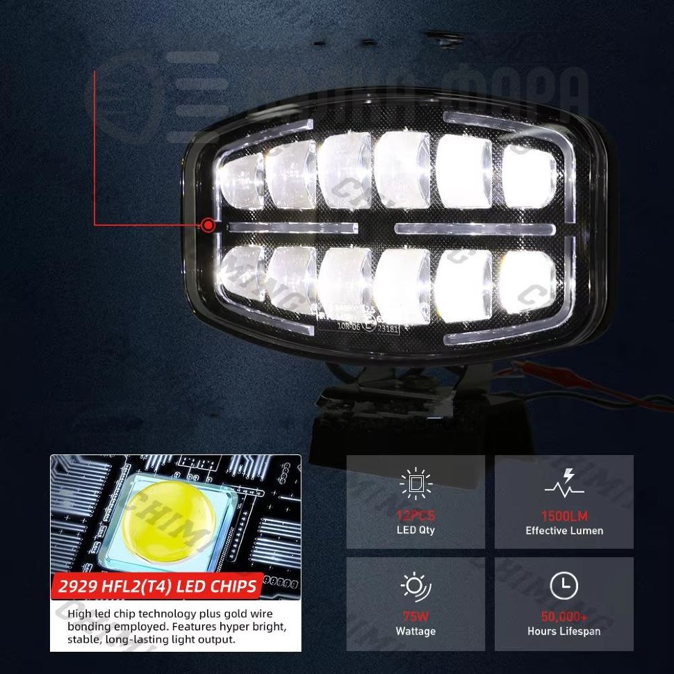 Фара светодиодная 10" 90W, ДХО желтый и белый, дальний свет