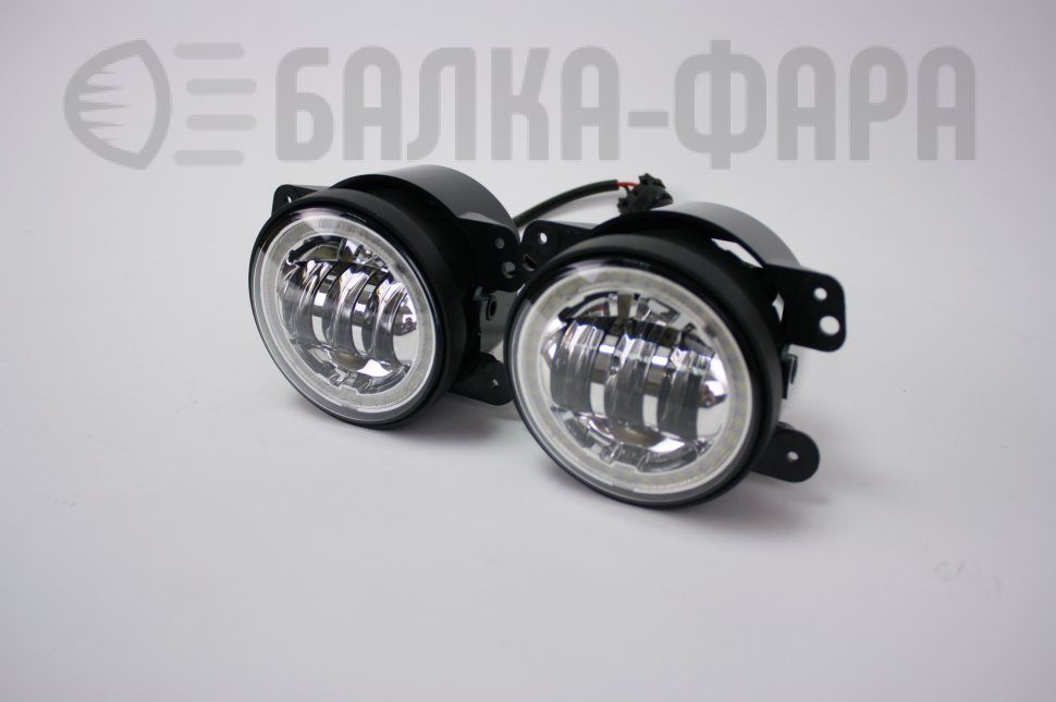 Комплект противотуманных фар, 36 Ватт, с ангельскими глазками, хром